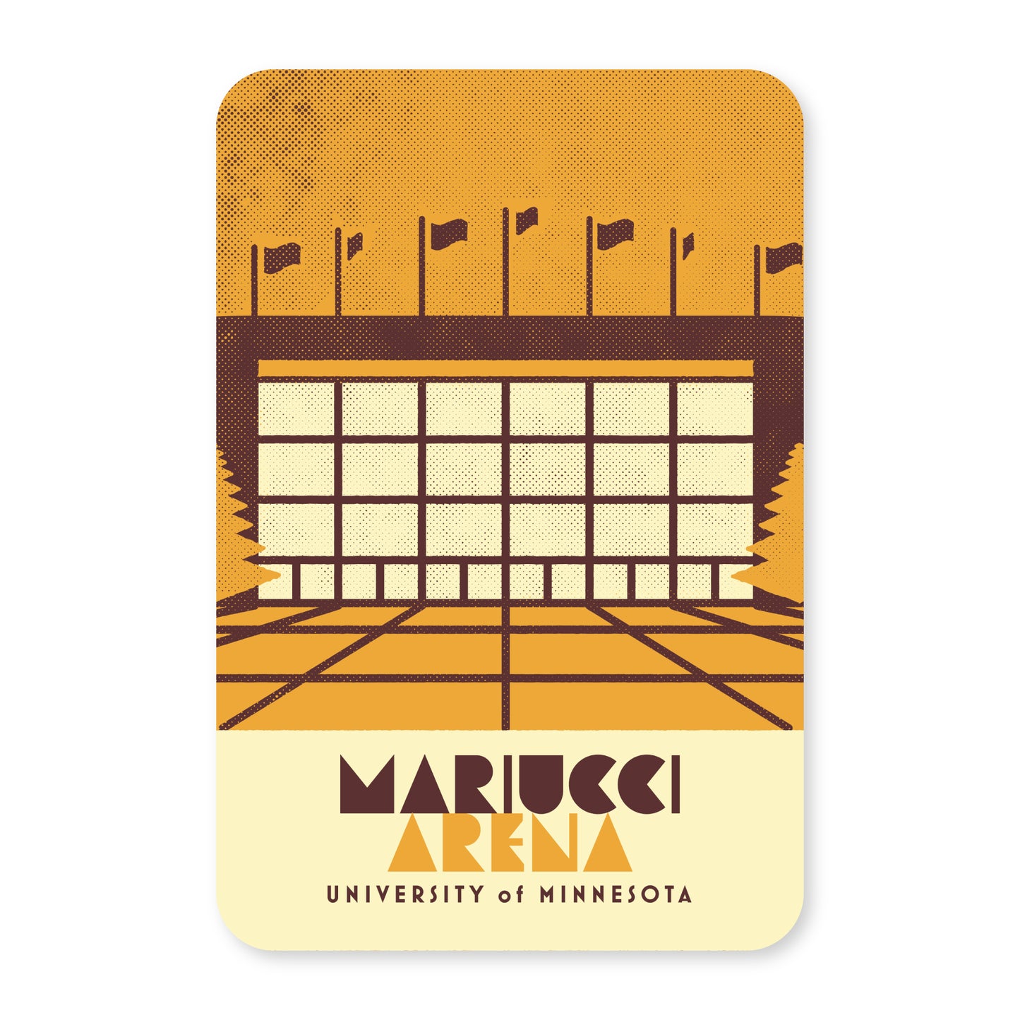 University of Minnesota, Mariucci Arena, Minimalist Art Postcard