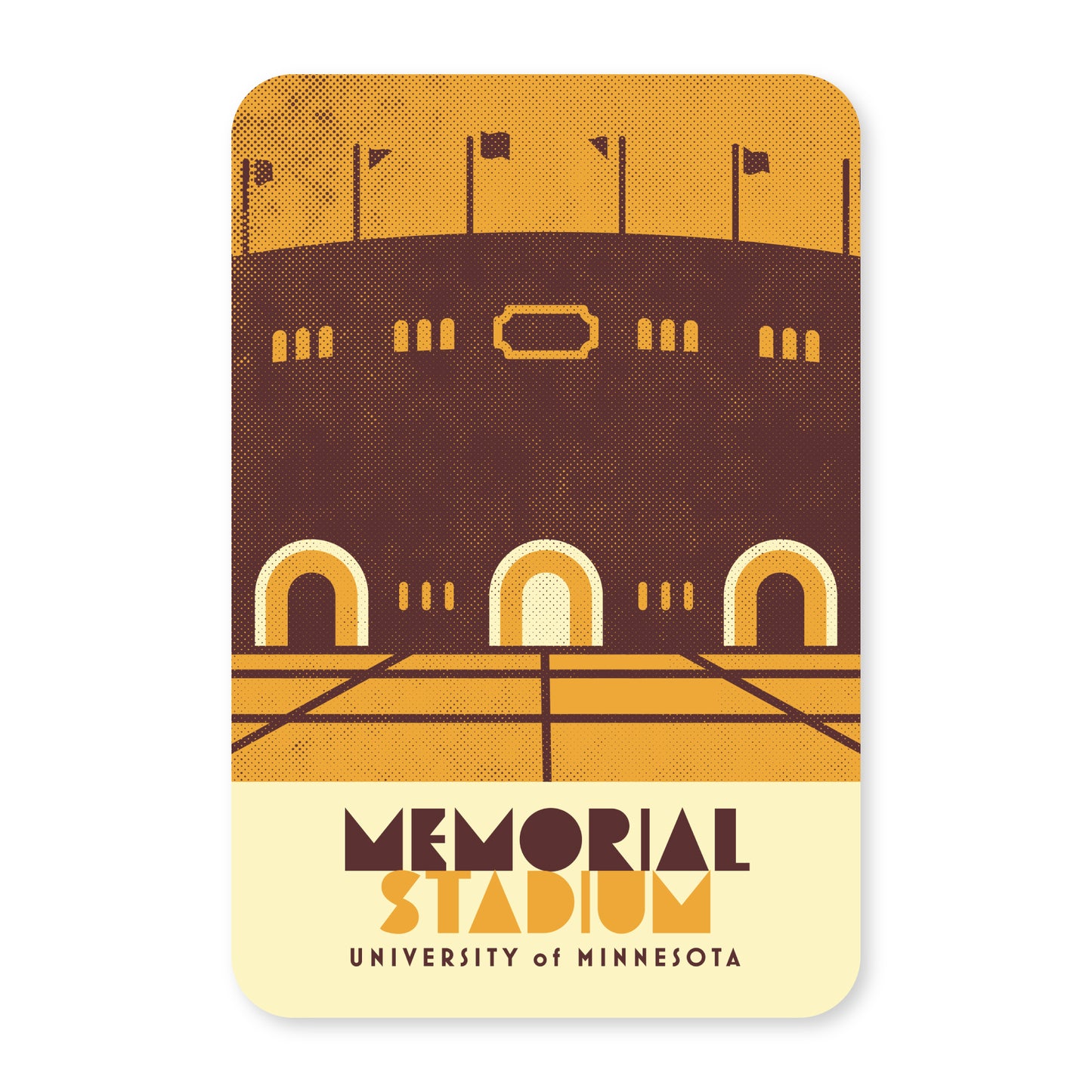 University of Minnesota, Memorial Stadium, Minimalist Art Postcard