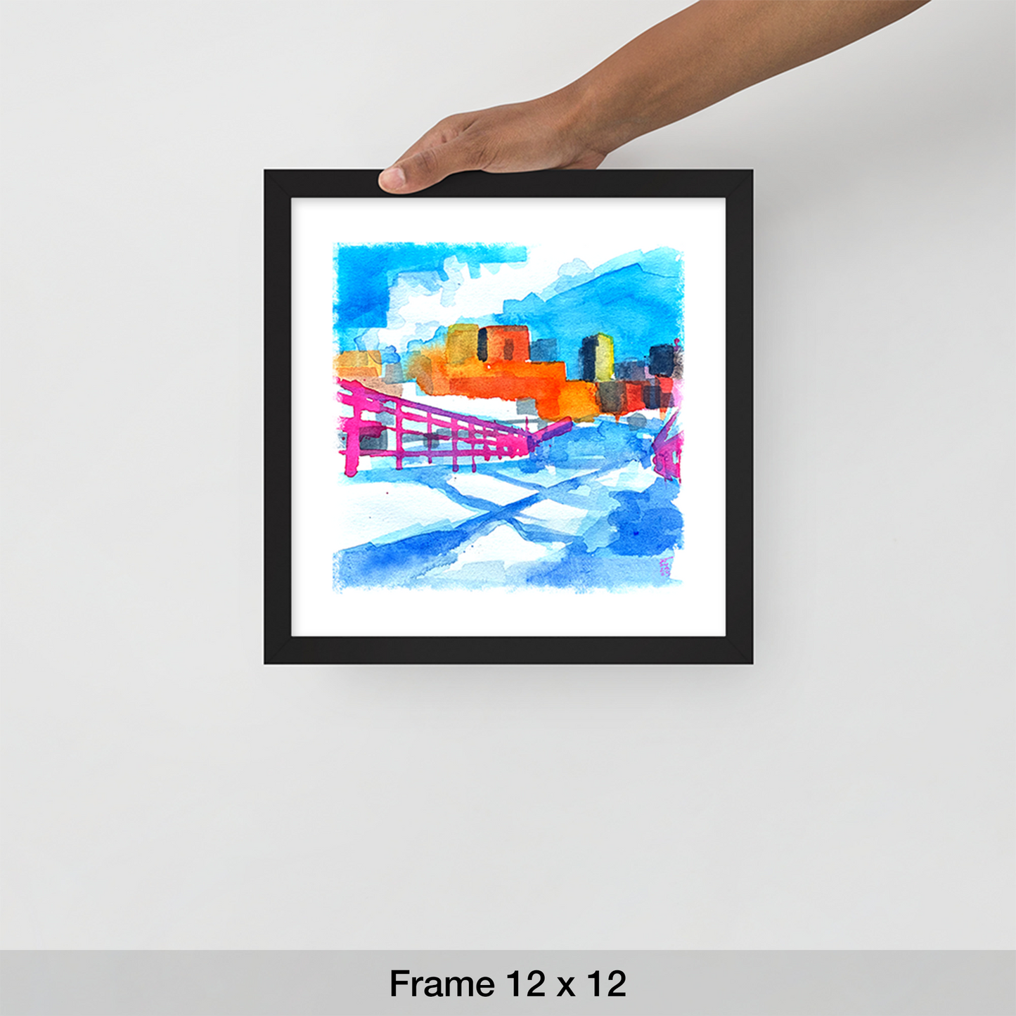 St Paul Skyline in Winter, from Harriet Island, Print