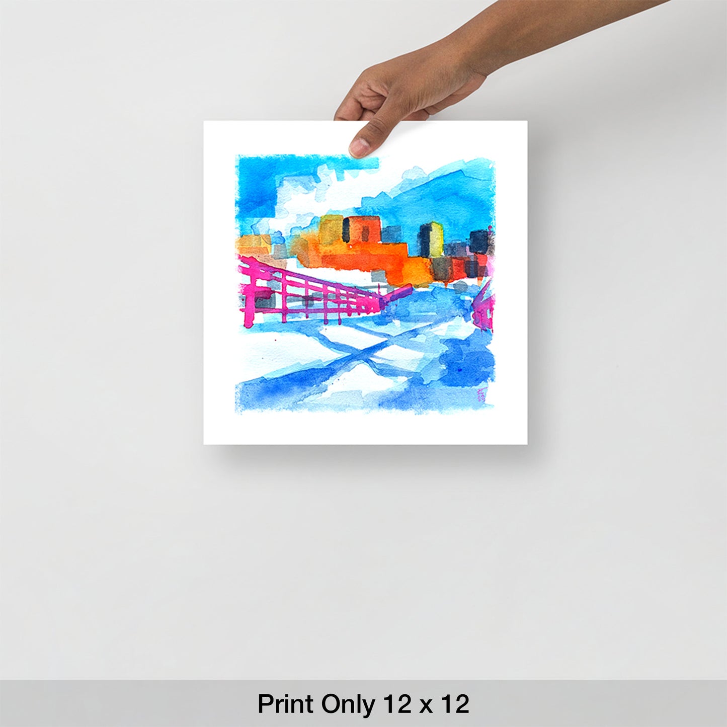 St Paul Skyline in Winter, from Harriet Island, Print