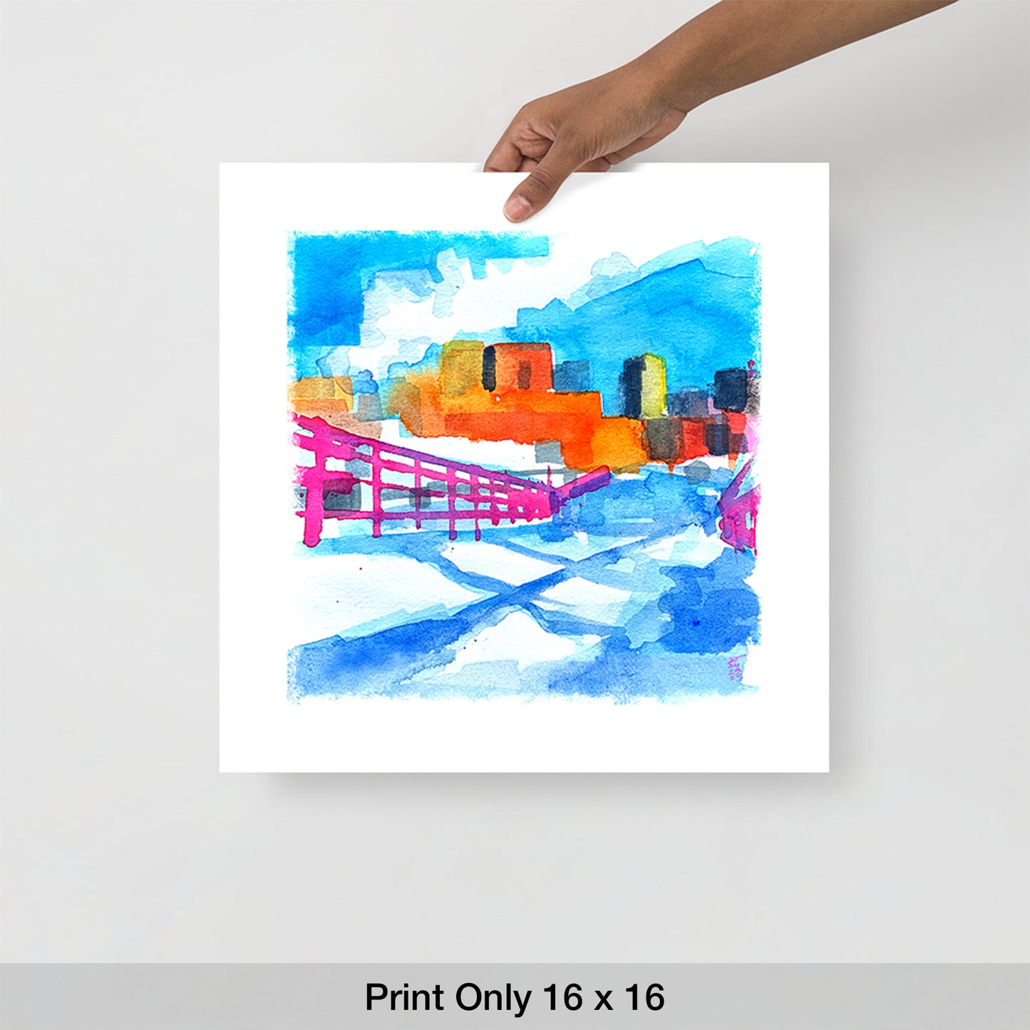 St Paul Skyline in Winter, from Harriet Island, Print