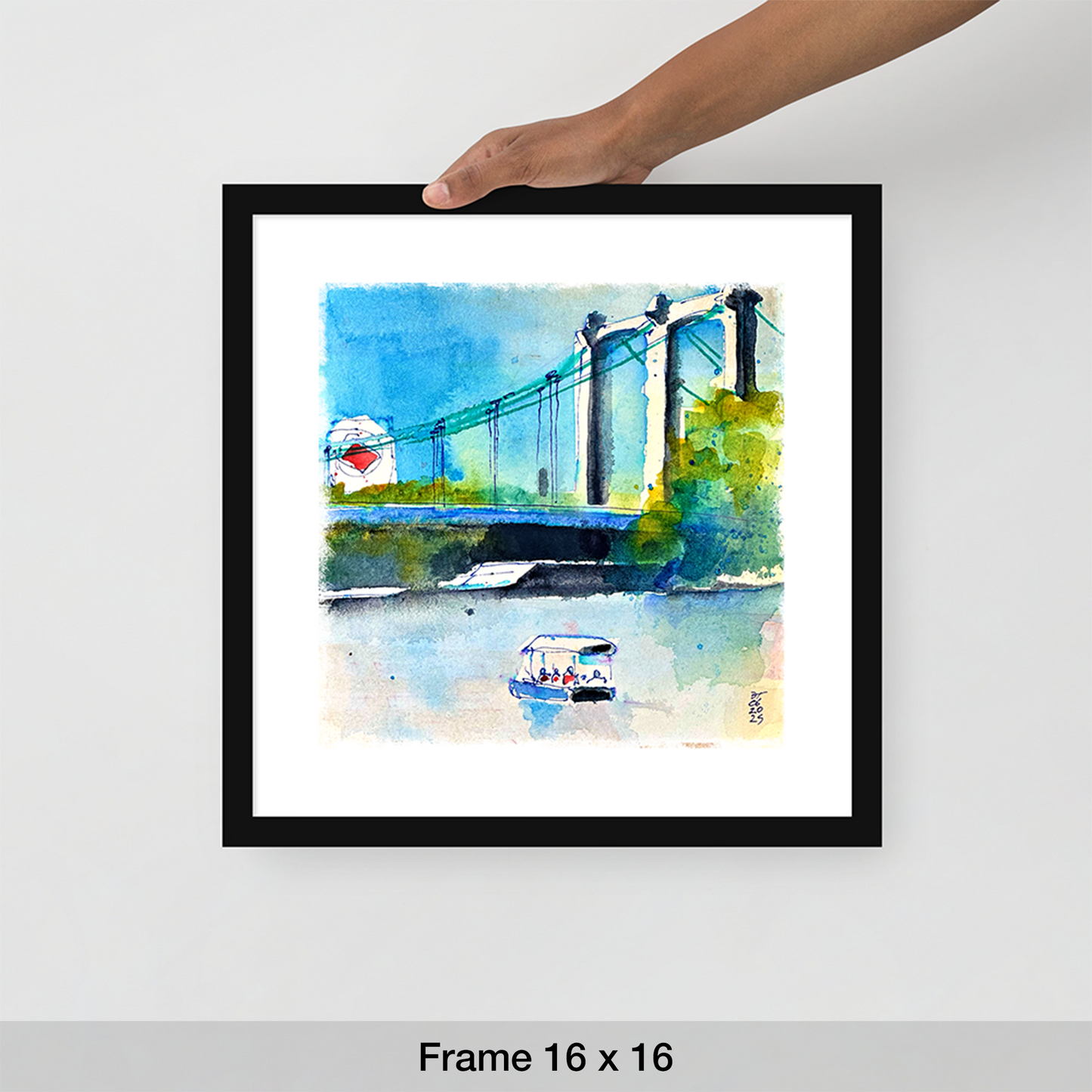 Water Taxi Hennepin Avenue Bridge Grainbelt Sign, Minneapolis, Print