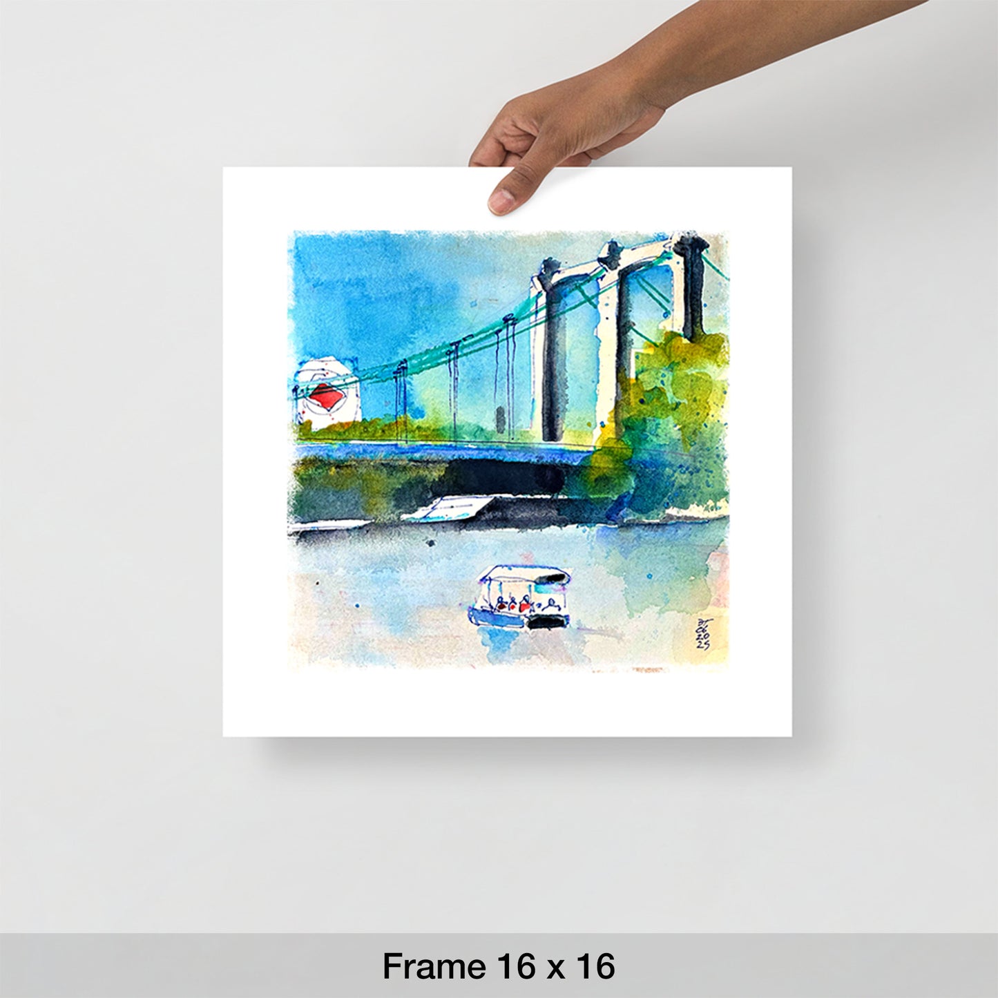 Water Taxi Hennepin Avenue Bridge Grainbelt Sign, Minneapolis, Print