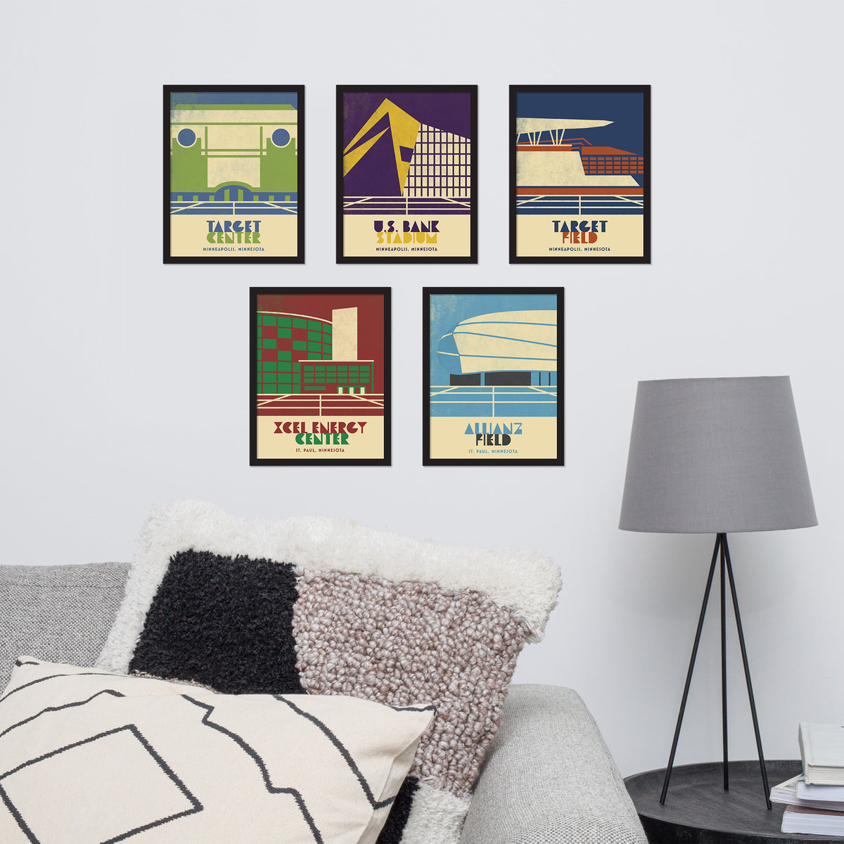 The 5 Majors, Minnesota Sports Facilities, Set of 5, Framed