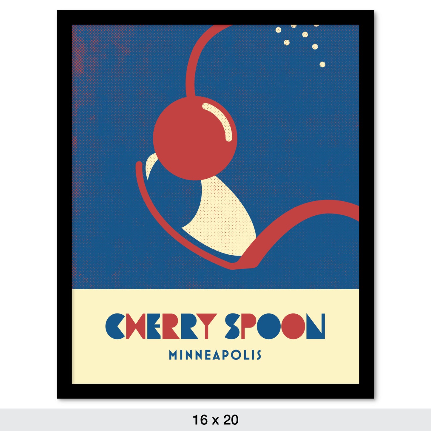 Cherry Spoon, Minimalist Art Vintage Colors