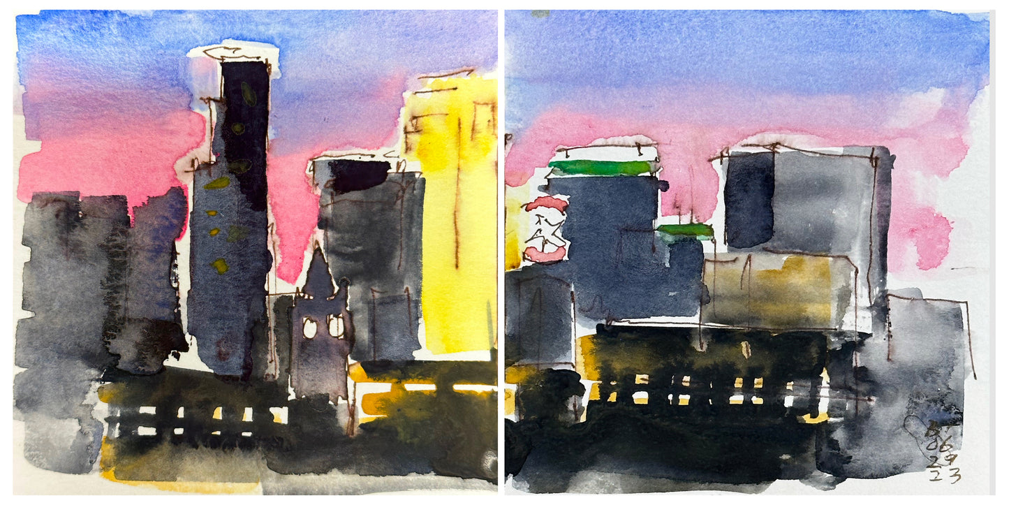 Minneapolis Skyline at Dusk (Diptych), 06.29.23