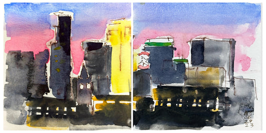Minneapolis Skyline at Dusk (Diptych), 06.29.23