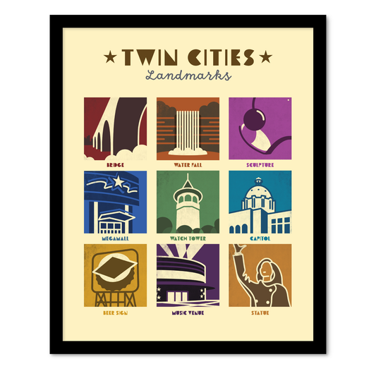 Twin Cities Landmarks Poster
