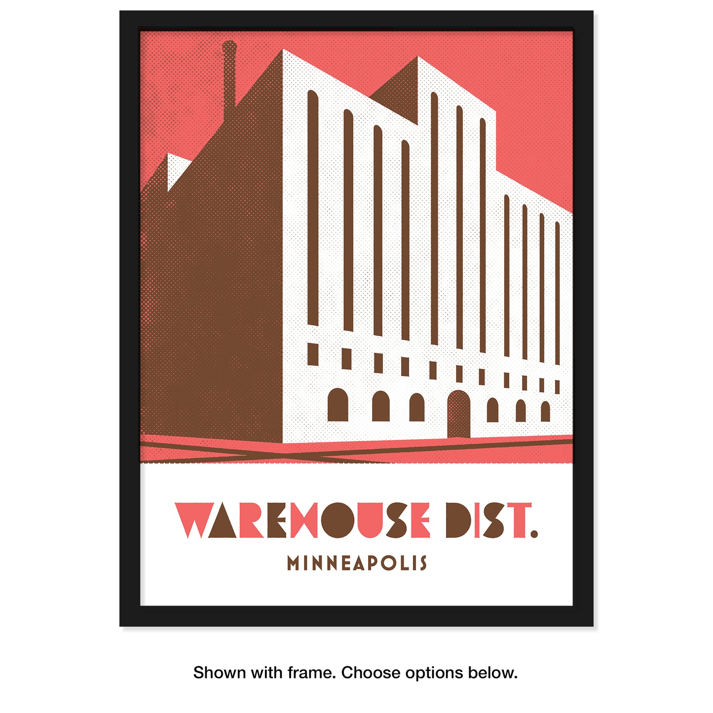 Warehouse District, Minneapolis, MInnesota, Minimalist Art, Poster Print