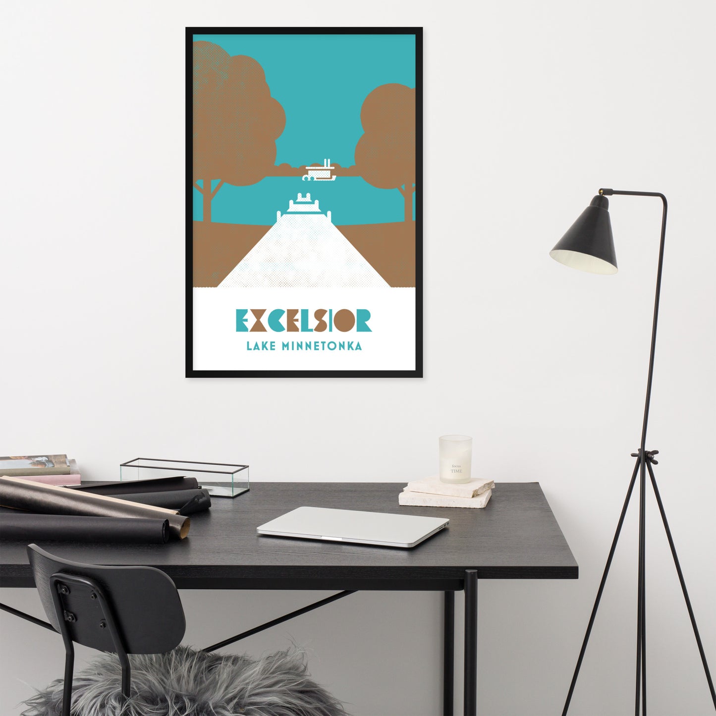 Excelsior Lake Minnetonka, Minnesota, Minimalist Art, Poster Print
