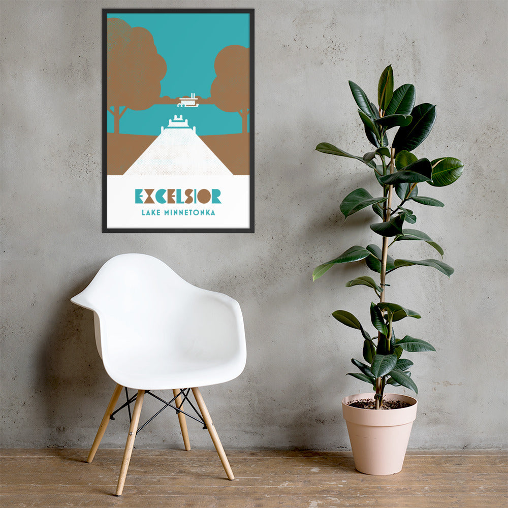 Excelsior Lake Minnetonka, Minnesota, Minimalist Art, Poster Print
