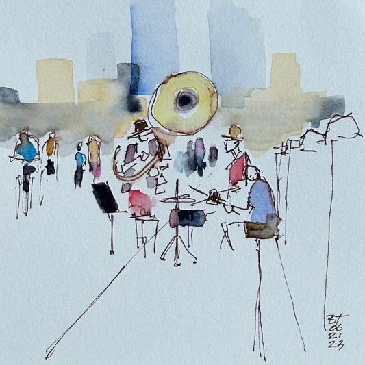 Busker Band on the Stone Arch Bridge Arch, 05.28.23