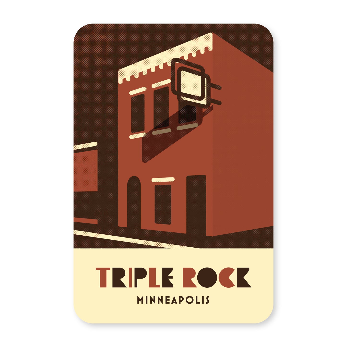 Triple Rock, Minneapolis, Minnesota, Minimalist Art Postcard