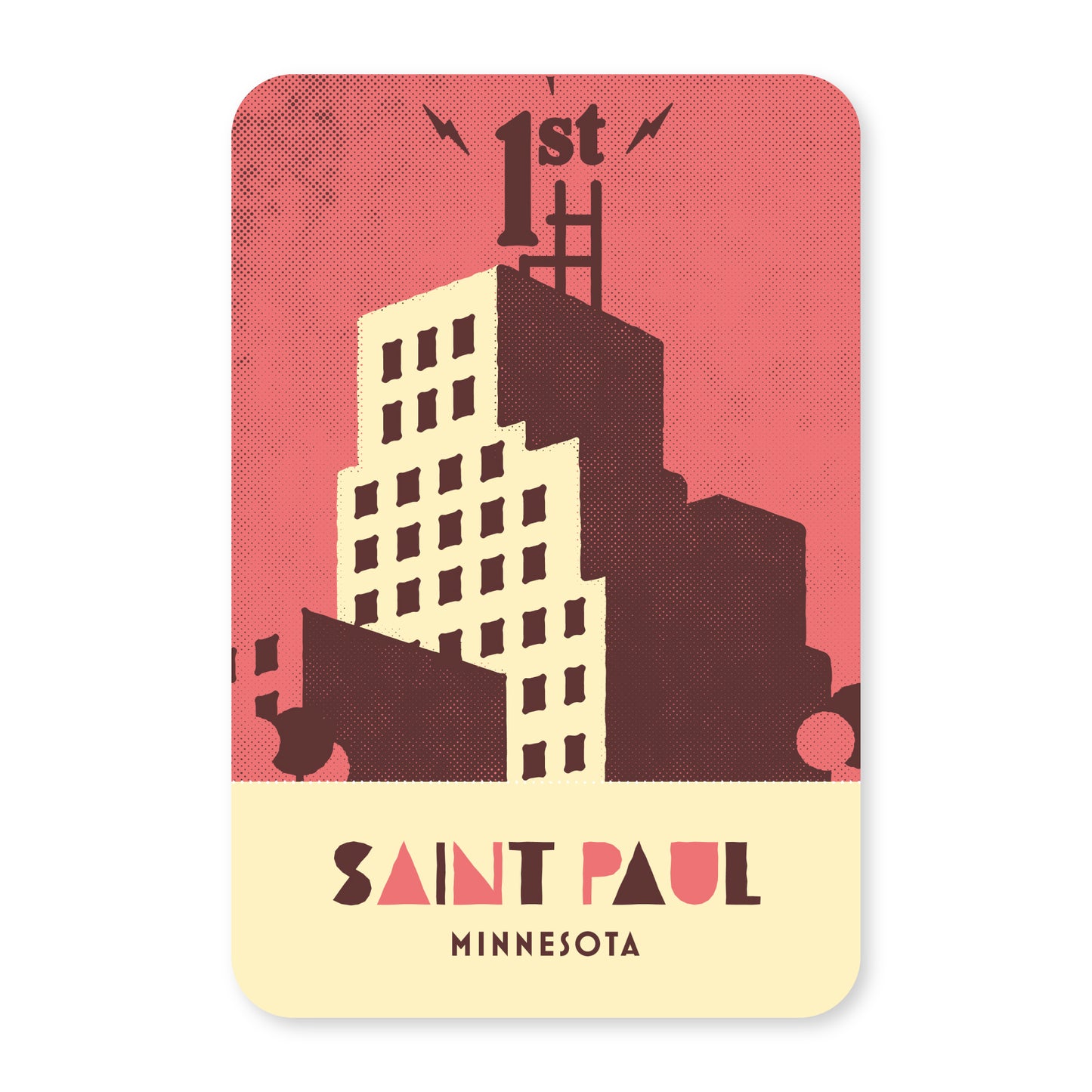 1st Bank Building, St. Paul, Minnesota, Minimalist Art Postcard
