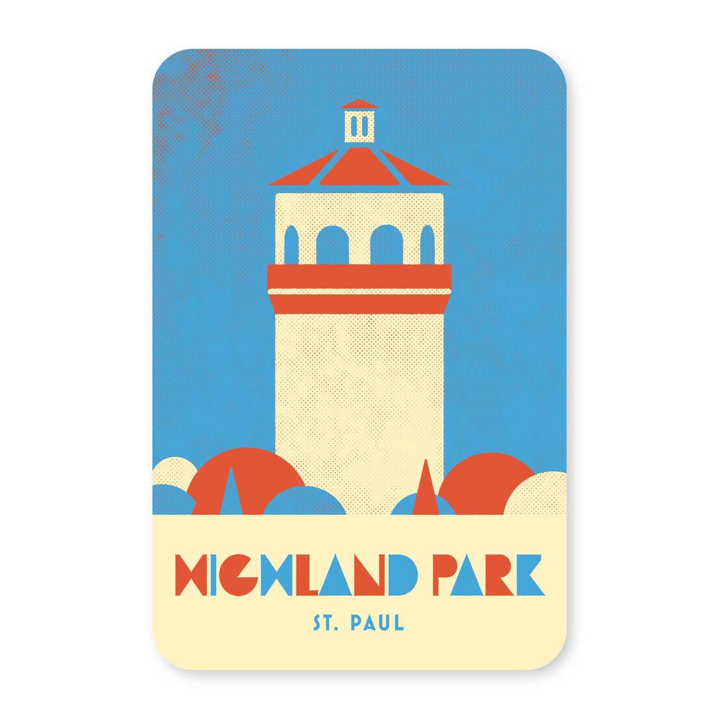Highland Park, St. Paul, Minnesota, Minimalist Art Postcard