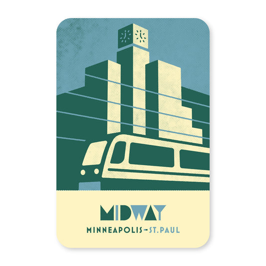 Midway, St. Paul, Minnesota, Minimalist Art Postcard