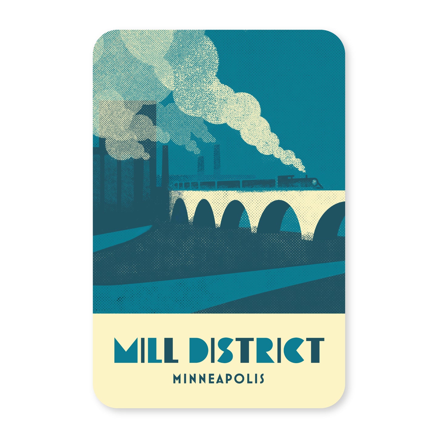 Old Mill District, Minneapolis, Minnesota, Minimalist Art Postcard