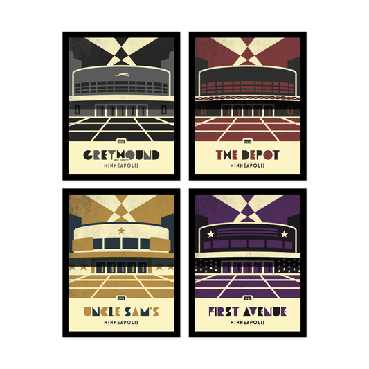 First Avenue Evolution, Minimalist, set of 4, Framed