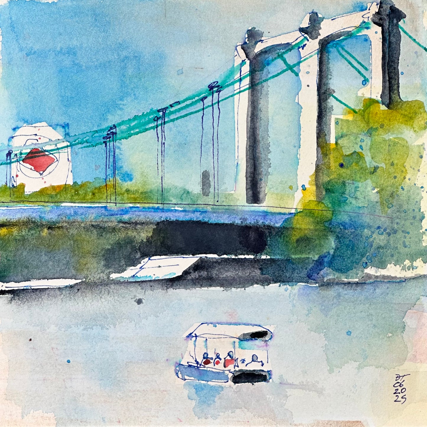 Hennepin Ave Brige and river taxi, Minneapolis, 06.20.25