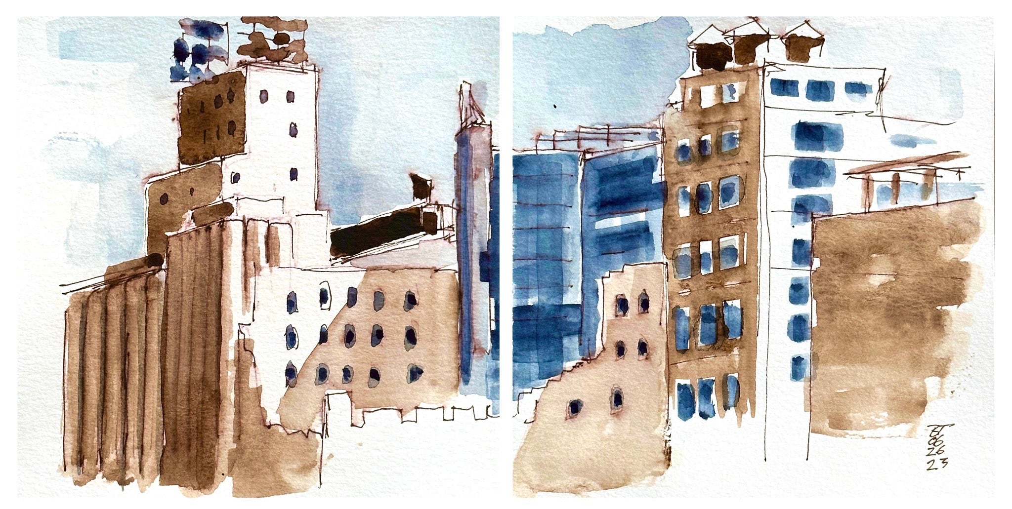 Gold Medal and Mill Ruins (Duo, Diptych), 06.26.23