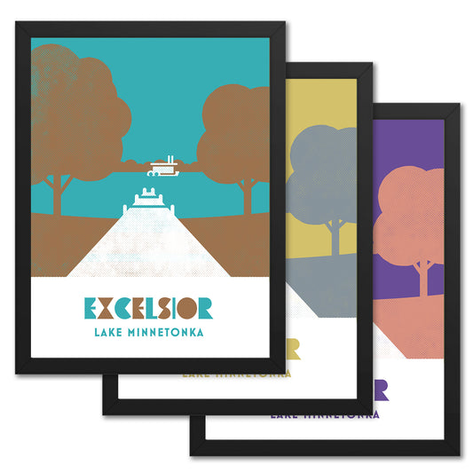 Excelsior Lake Minnetonka, Minnesota, Minimalist Art, Poster Print