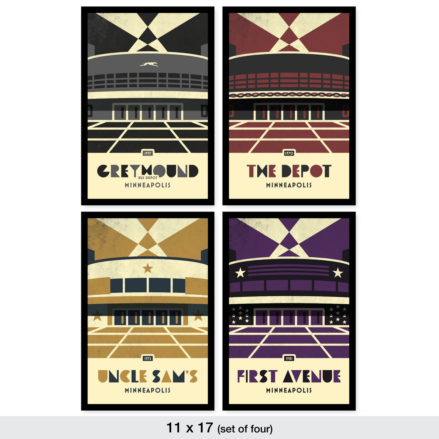 First Avenue Evolution, Minimalist, set of 4, Framed