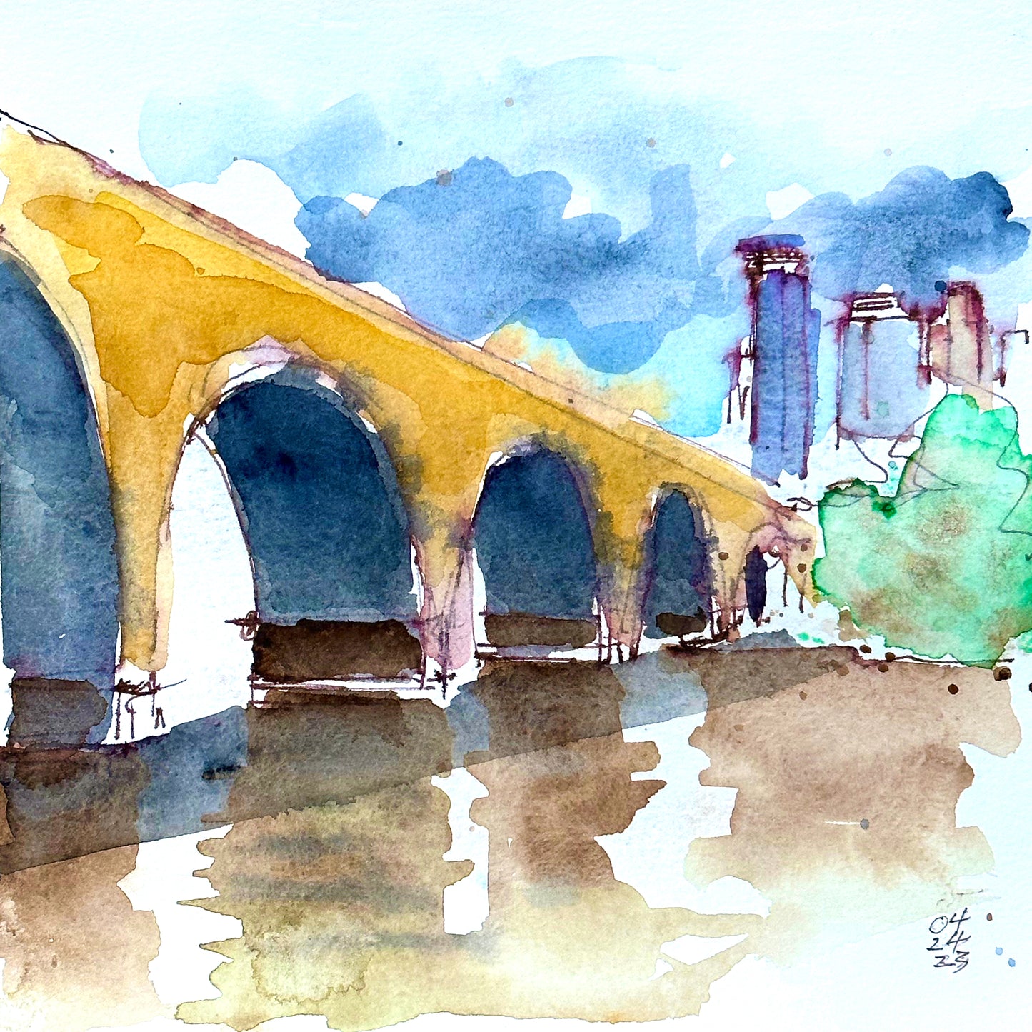 Stone Arch Mpls Skyline (8x8), 04.24.23