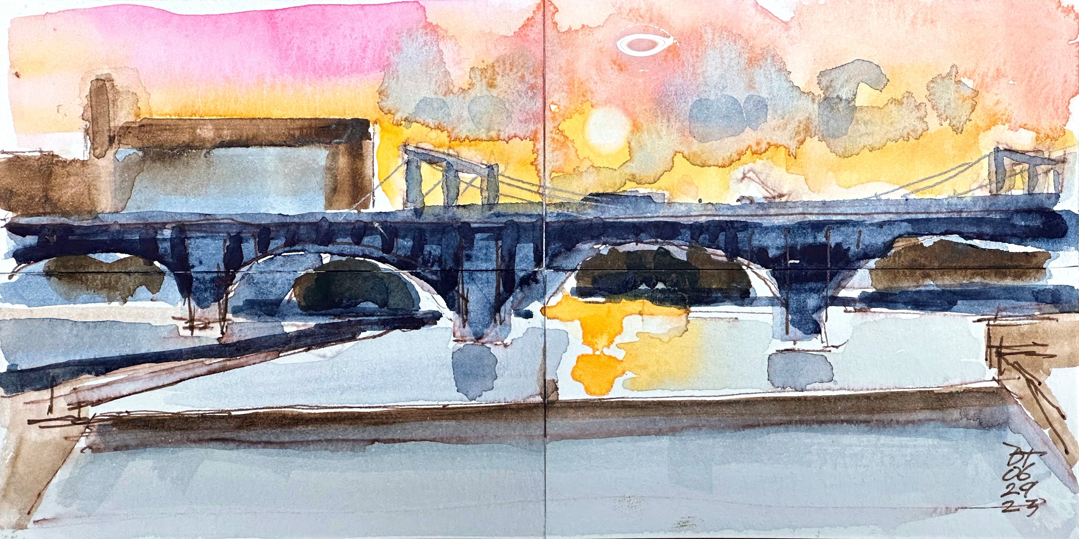 Third Avenue Bridge Sunset (Diptych), 06.29.23