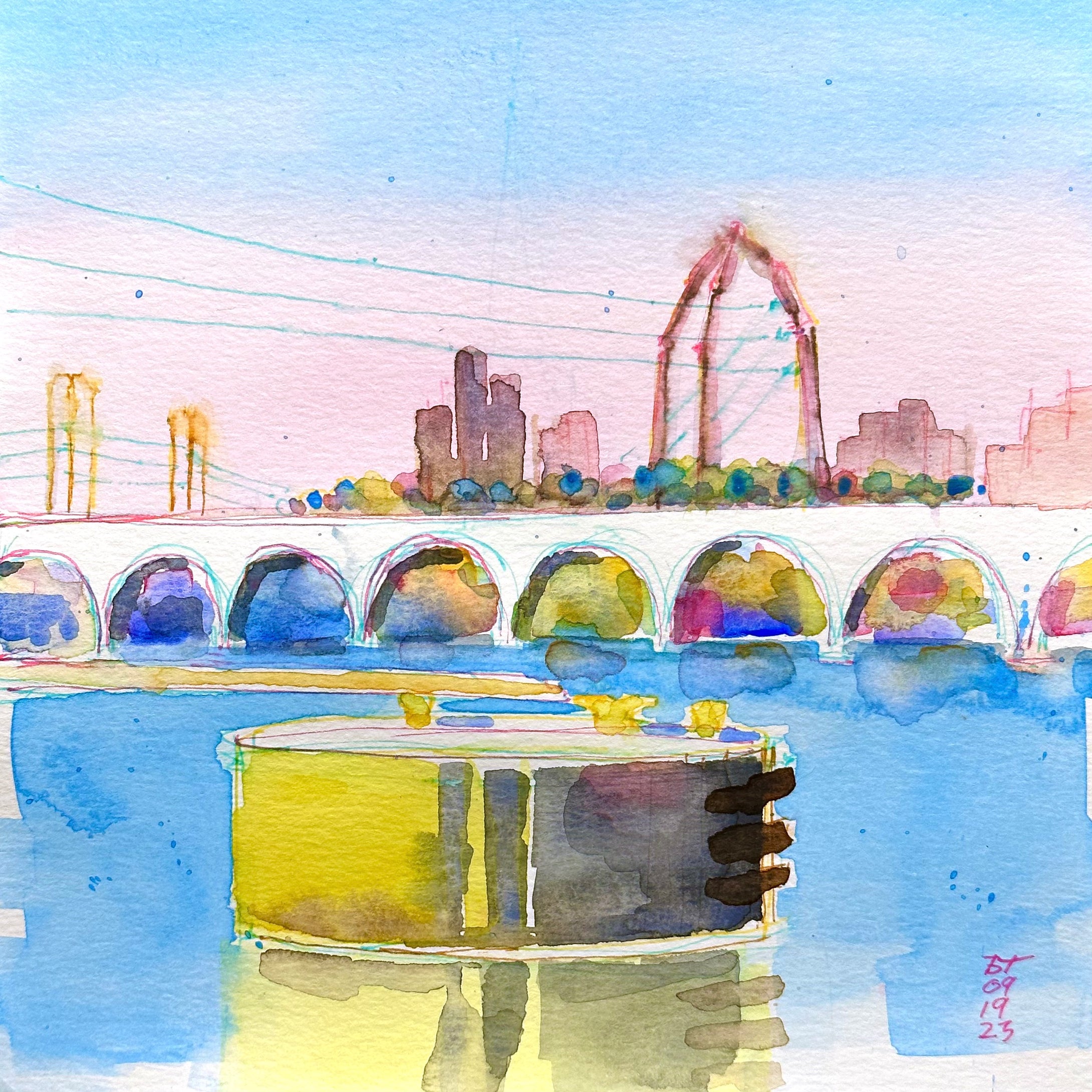 Stone arch bridge and barge pier, 09.19.23