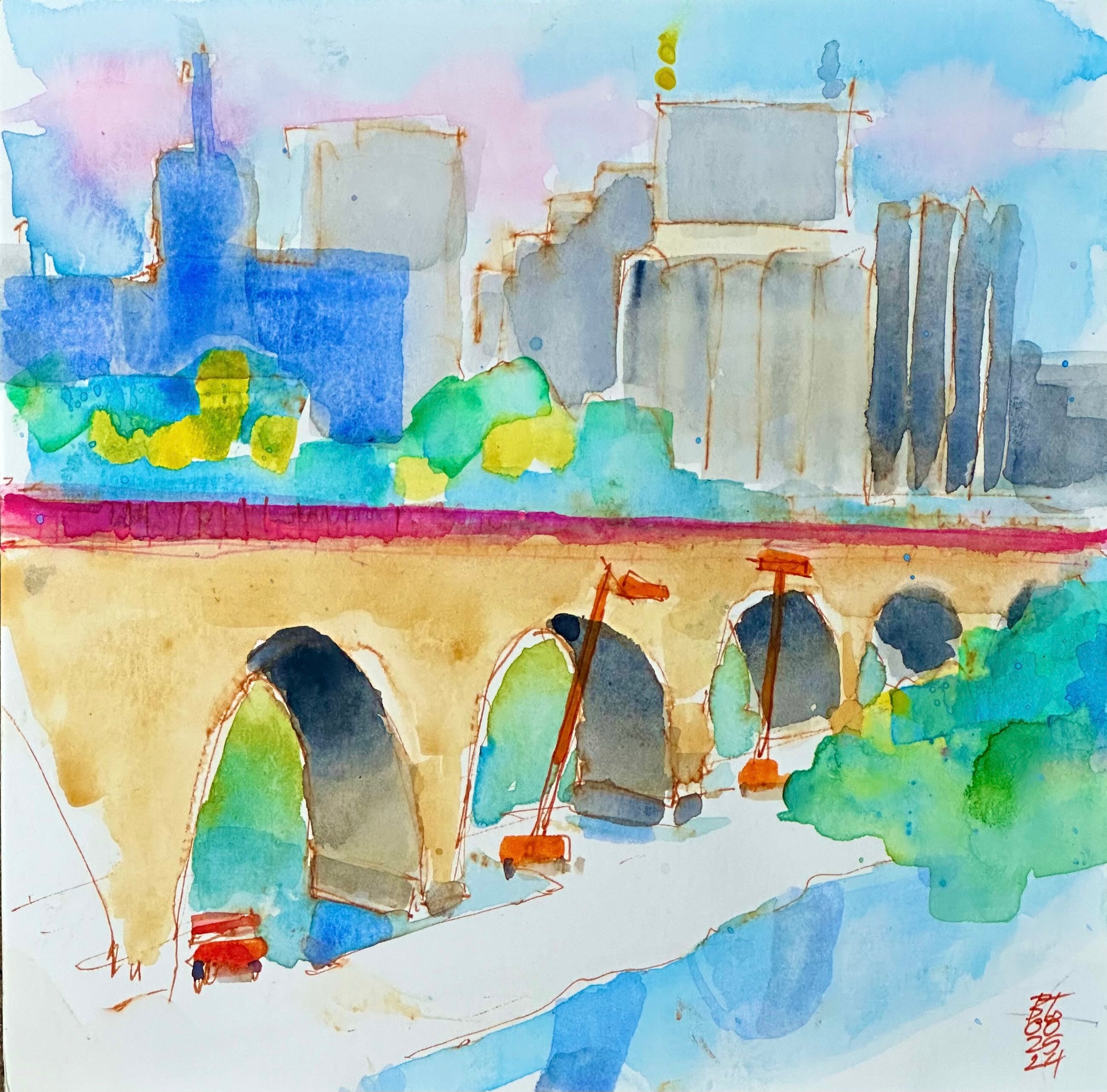 Stone Arch Bridge Minneapolis Skyline, 08.25.24