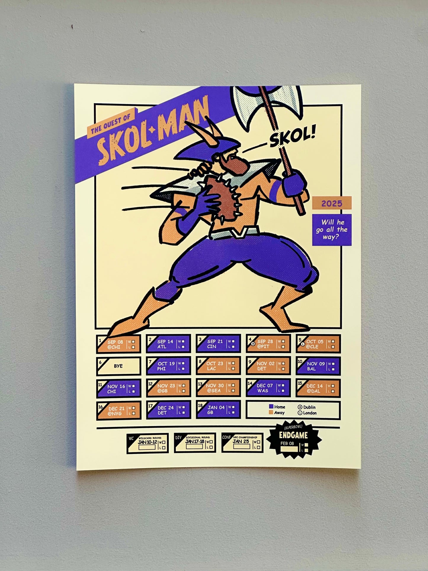 Skol Man, Vikings Superhero Game Calendar