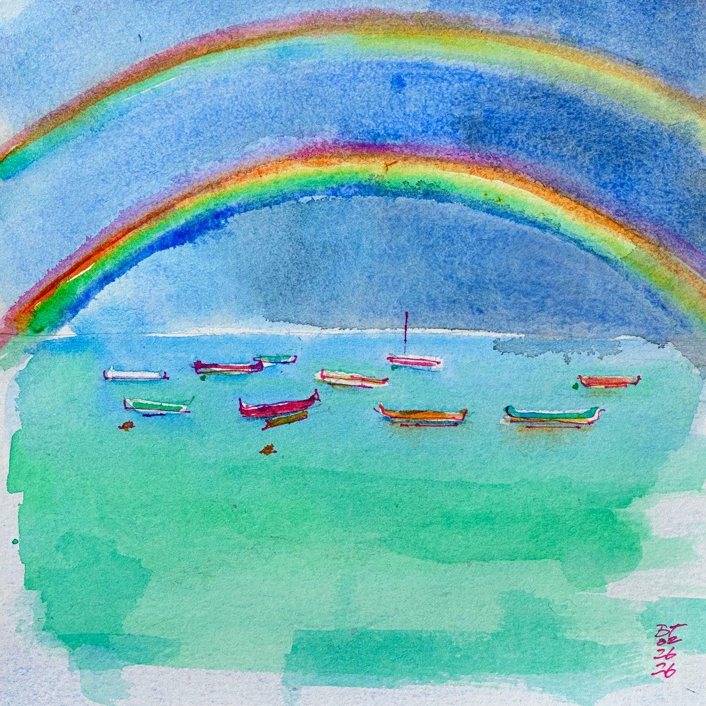 Double Rainbow and Canoes at Outrigger Canoe Club, 02.26.26