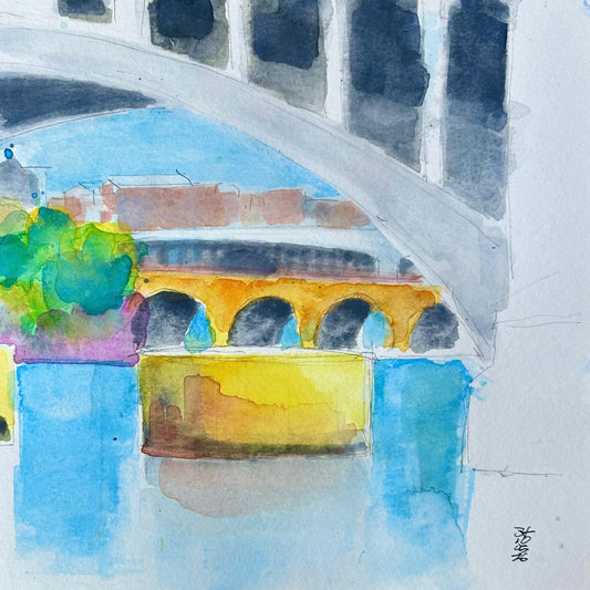 Barge Pier and Stone Arch Bridge. 10.05.26