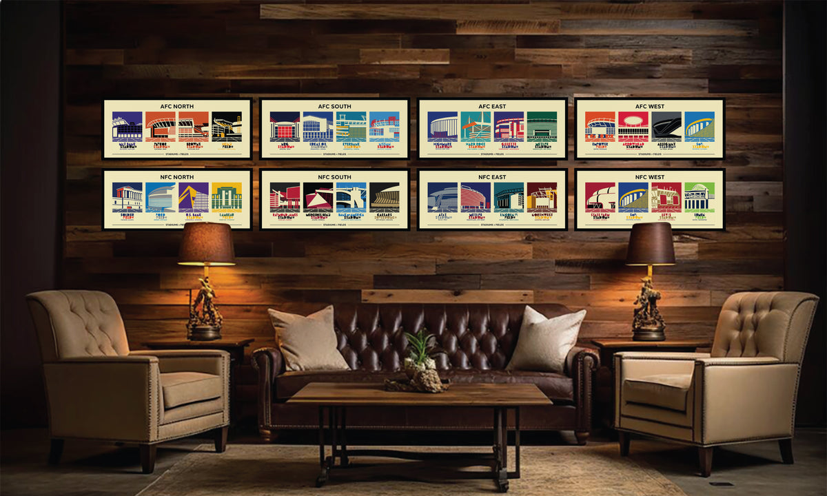 American Football Stadiums Posters (Set of 8)