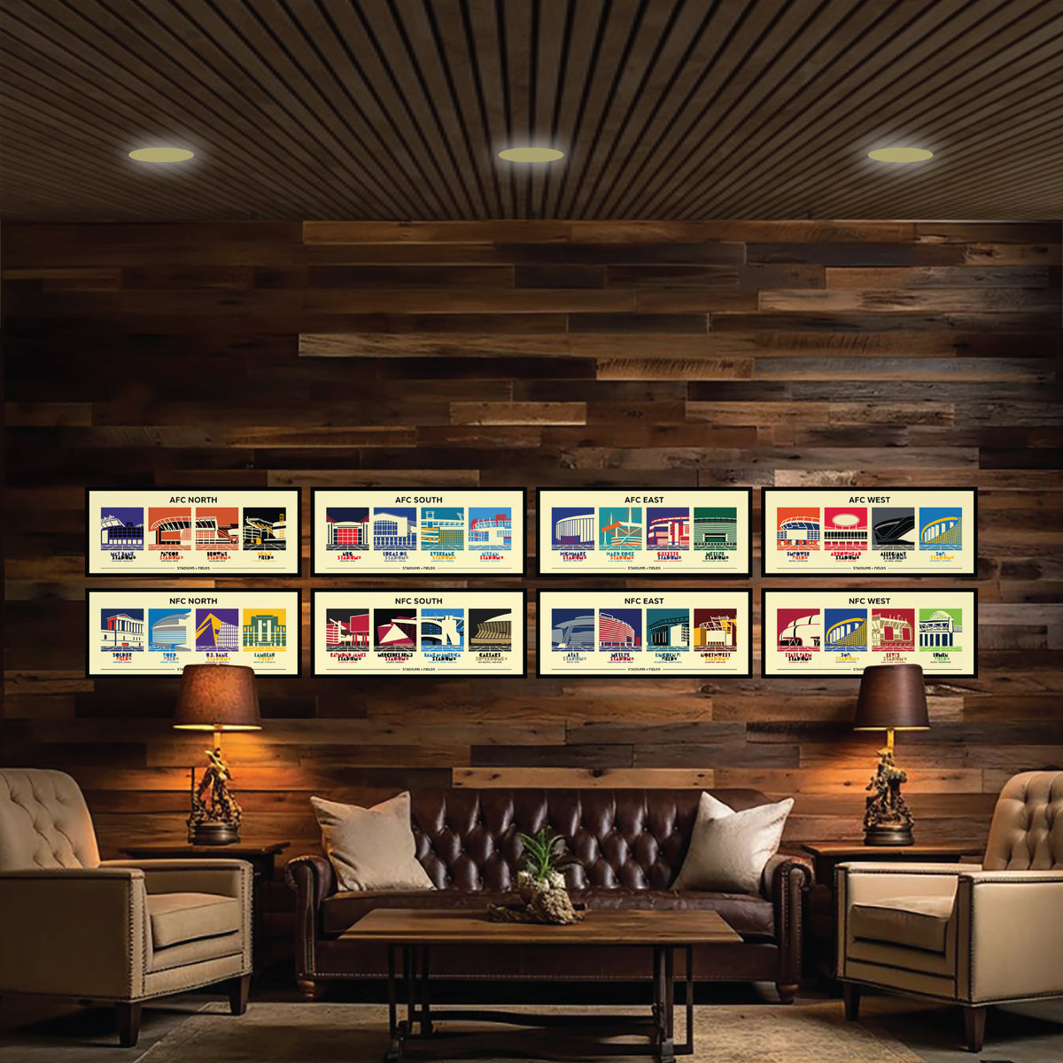American Football Stadiums Posters (Set of 8)