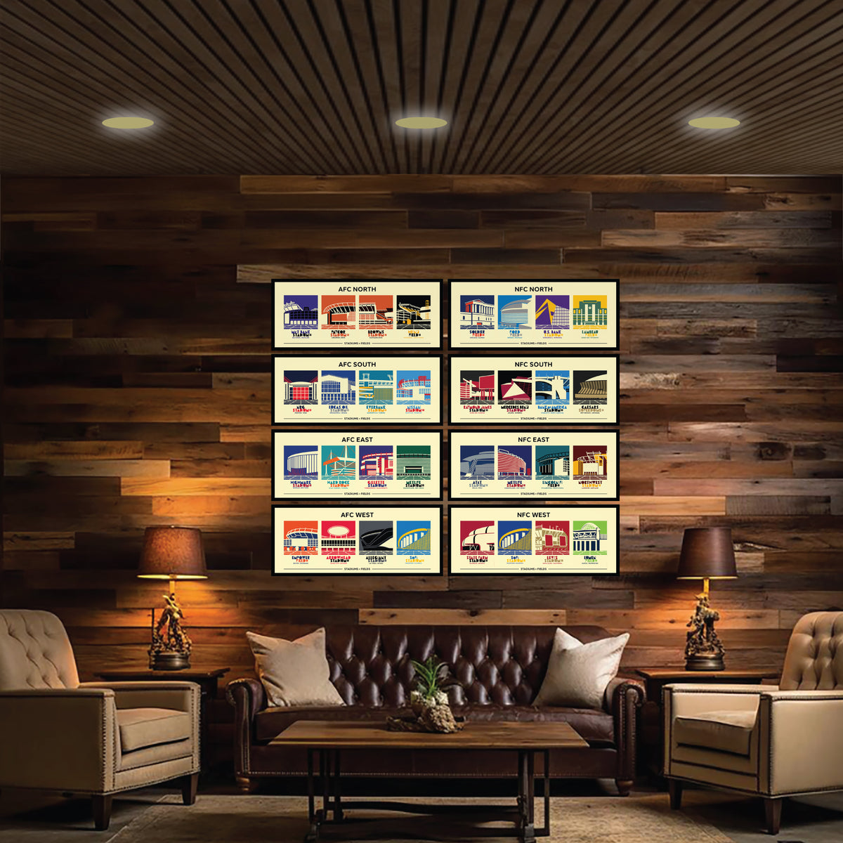 American Football Stadiums Posters (Set of 8)