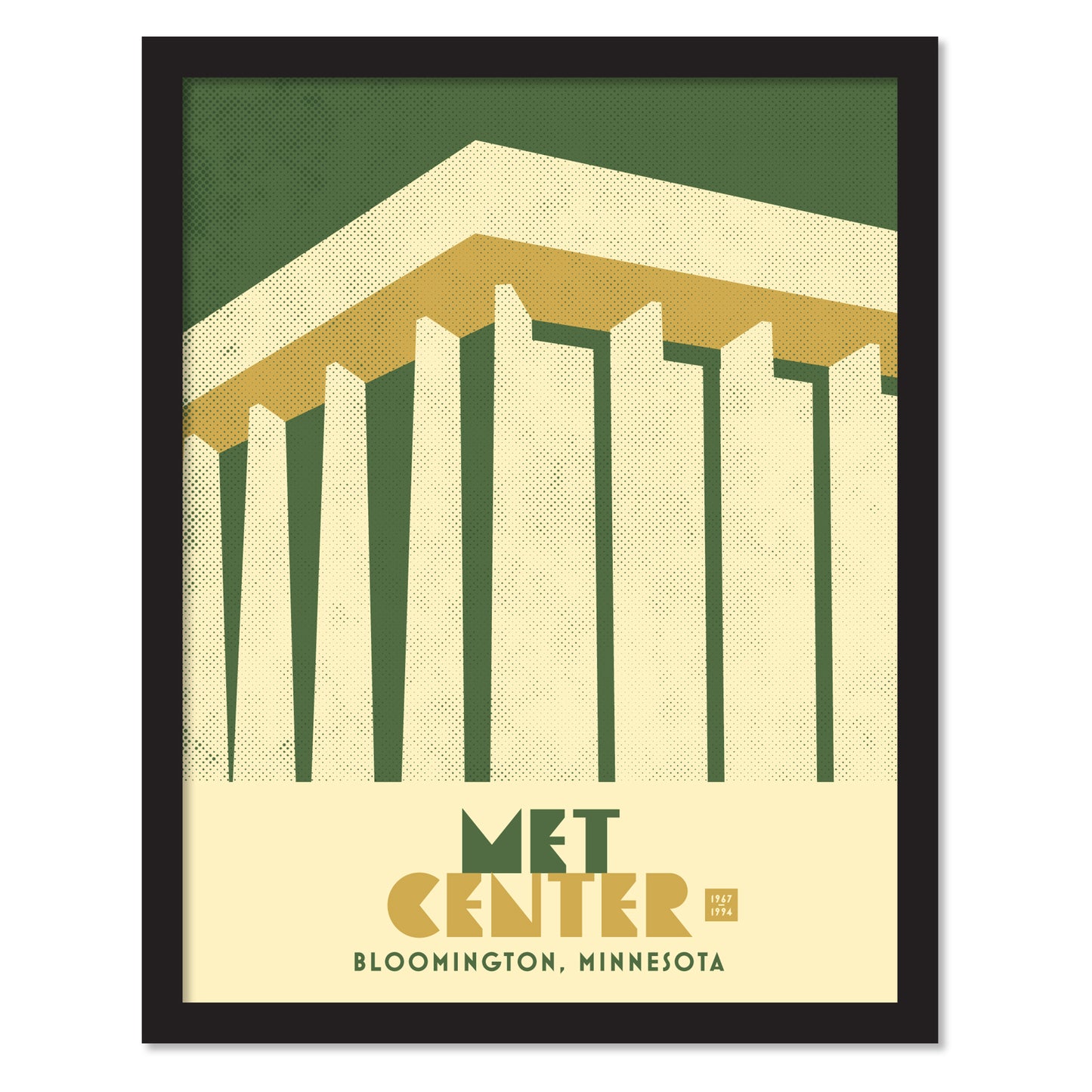 The Three Mets, Minimalist Vintage Colors, set of 3, Framed