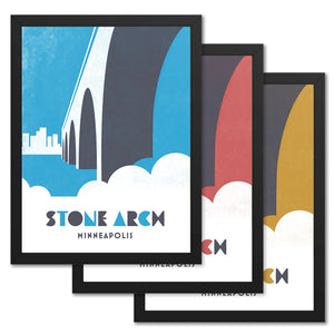 Stone Arch Bridge, Minneapolis, Minnesota, Minimalist Art, Poster Print