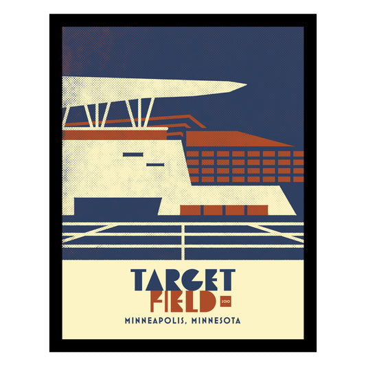 Target Field, Minneapolis, Minimalist Vintage Colors, Framed