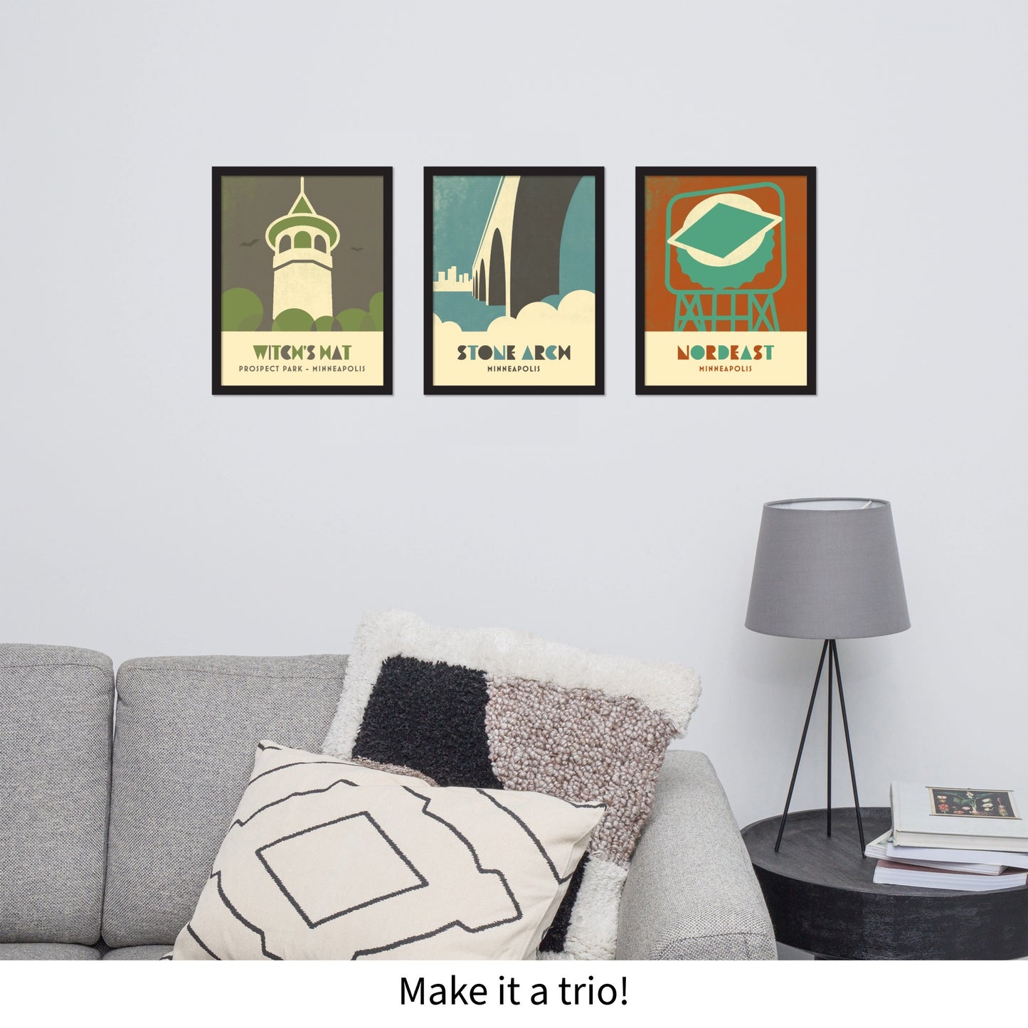 Stone Arch Bridge, Minimalist Vintage Colors, Framed
