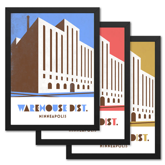 Warehouse District, Minneapolis, MInnesota, Minimalist Art, Poster Print