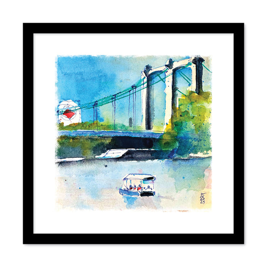 Water Taxi Hennepin Avenue Bridge Grainbelt Sign, Minneapolis, Print