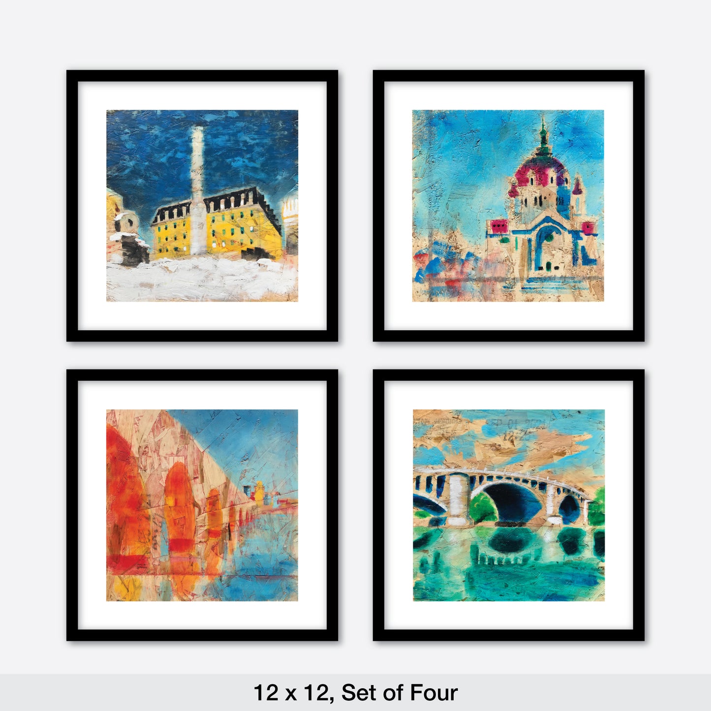 Set of 4 Prints of Wood Panels
