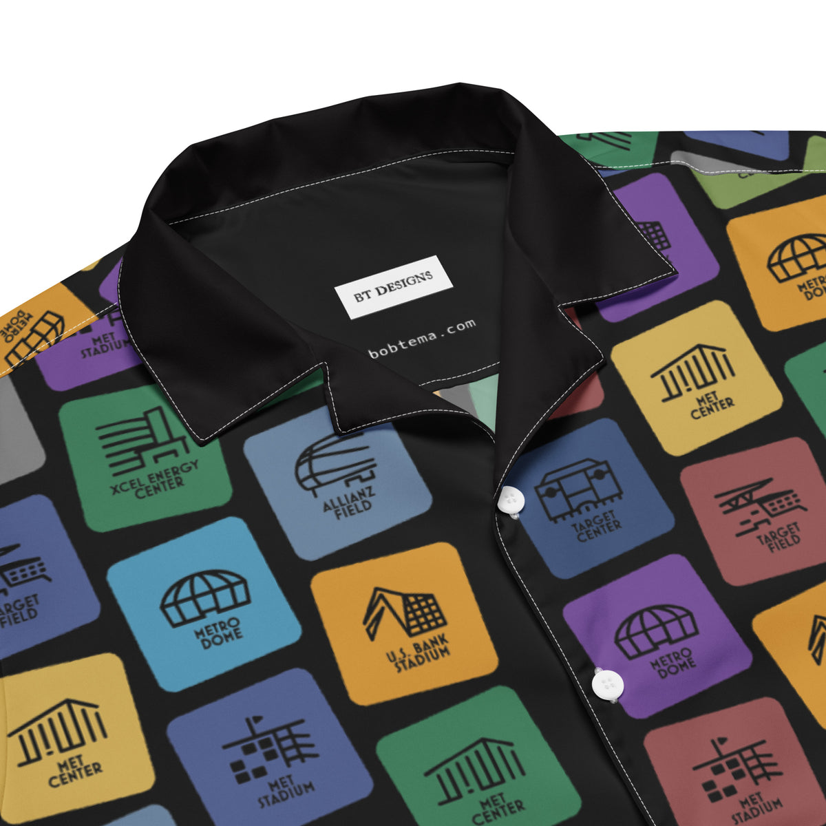 Minnesota Sports Venues Button-up Shirt — Black