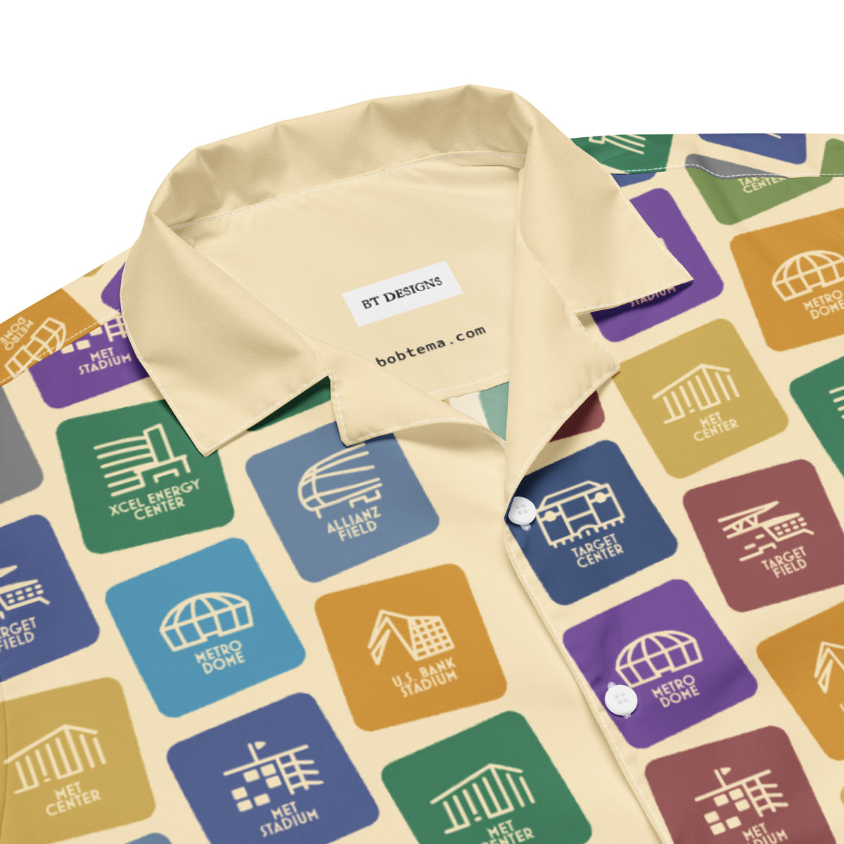 Minnesota Sports Venues Button-up Shirt — Beige