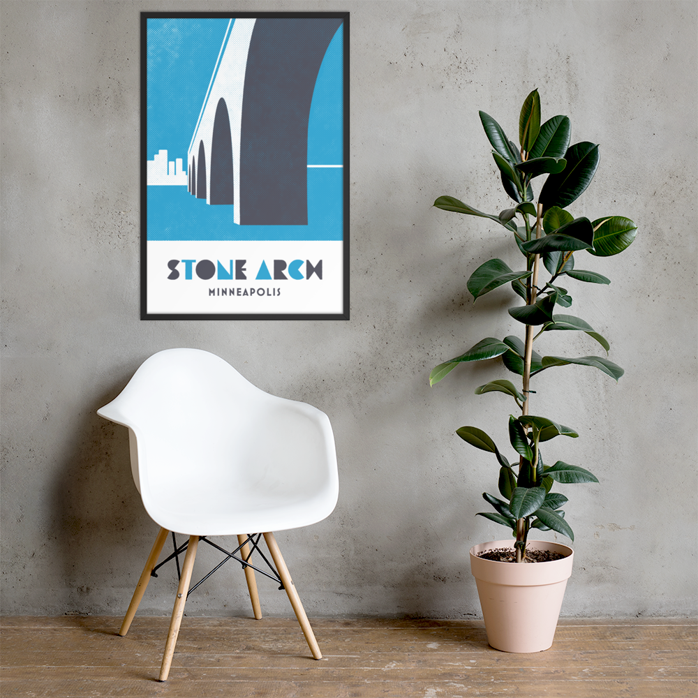 Stone Arch Bridge, Minneapolis, Minnesota, Minimalist Art, Poster Print