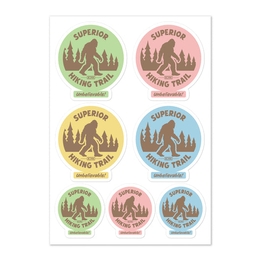 Superior Hiking Trail Bigfoot! Sticker sheet.