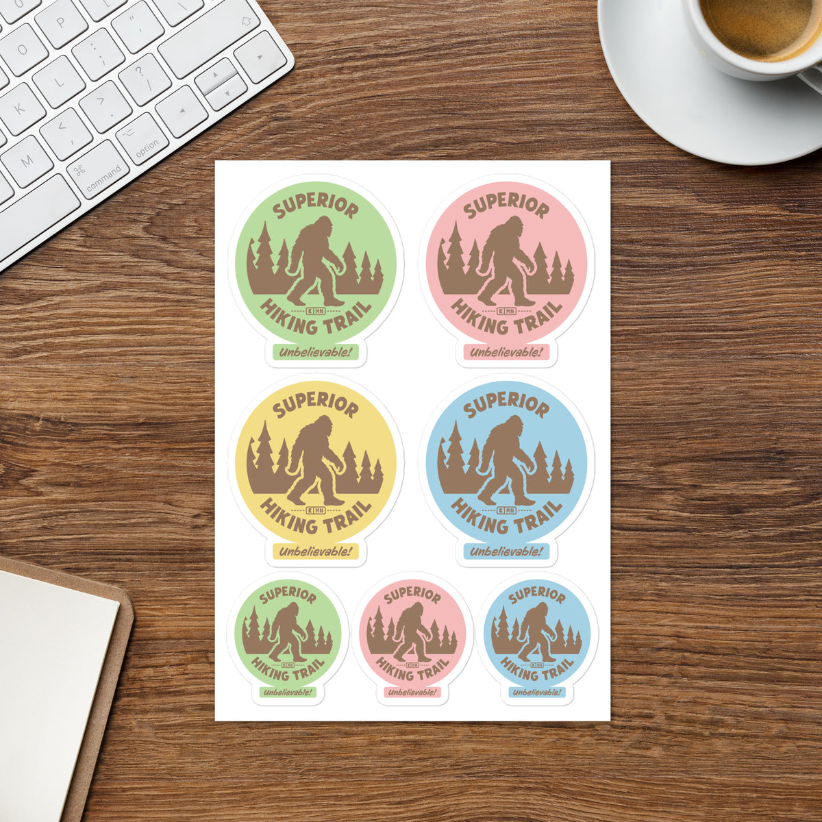 Superior Hiking Trail Bigfoot! Sticker sheet.