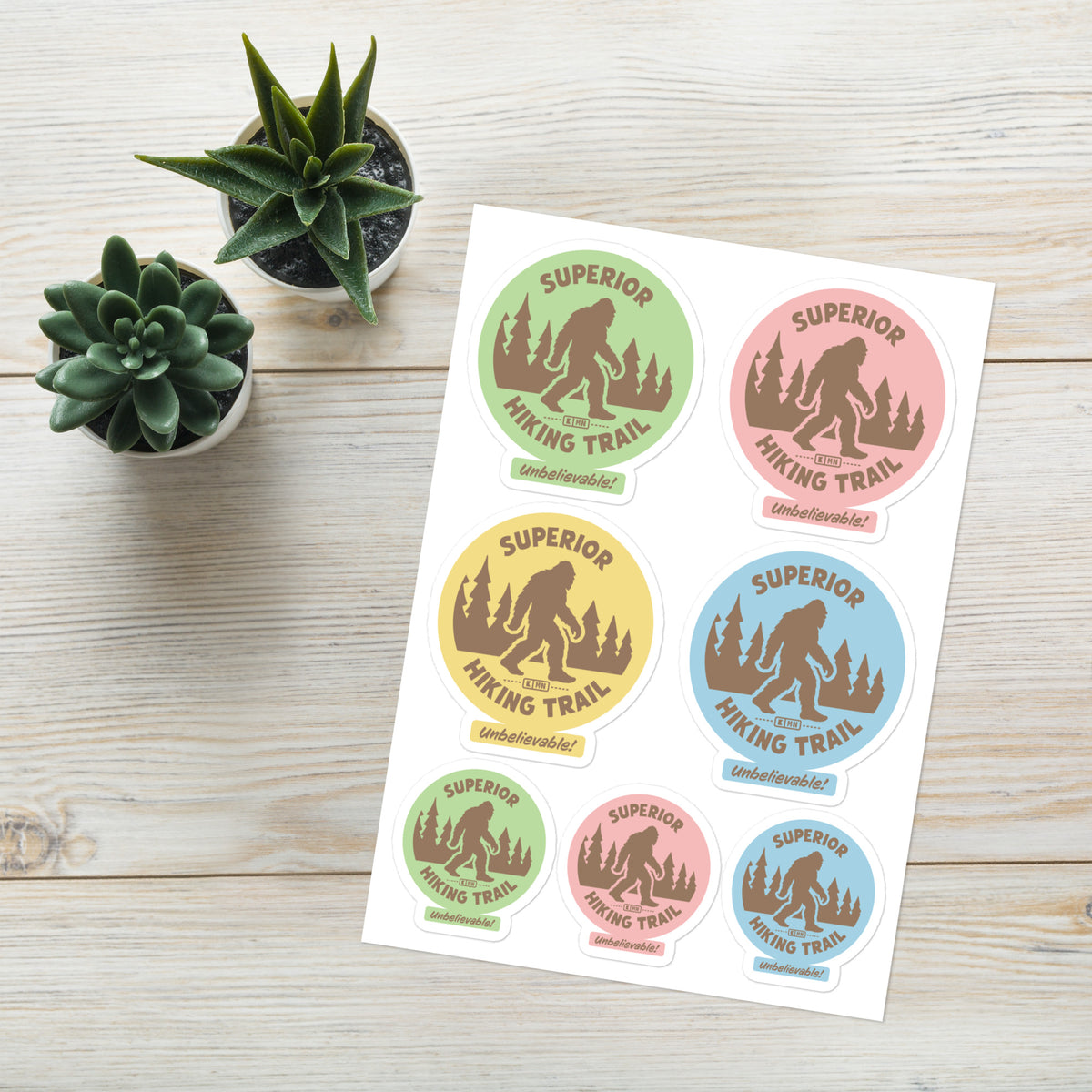 Superior Hiking Trail Bigfoot! Sticker sheet.