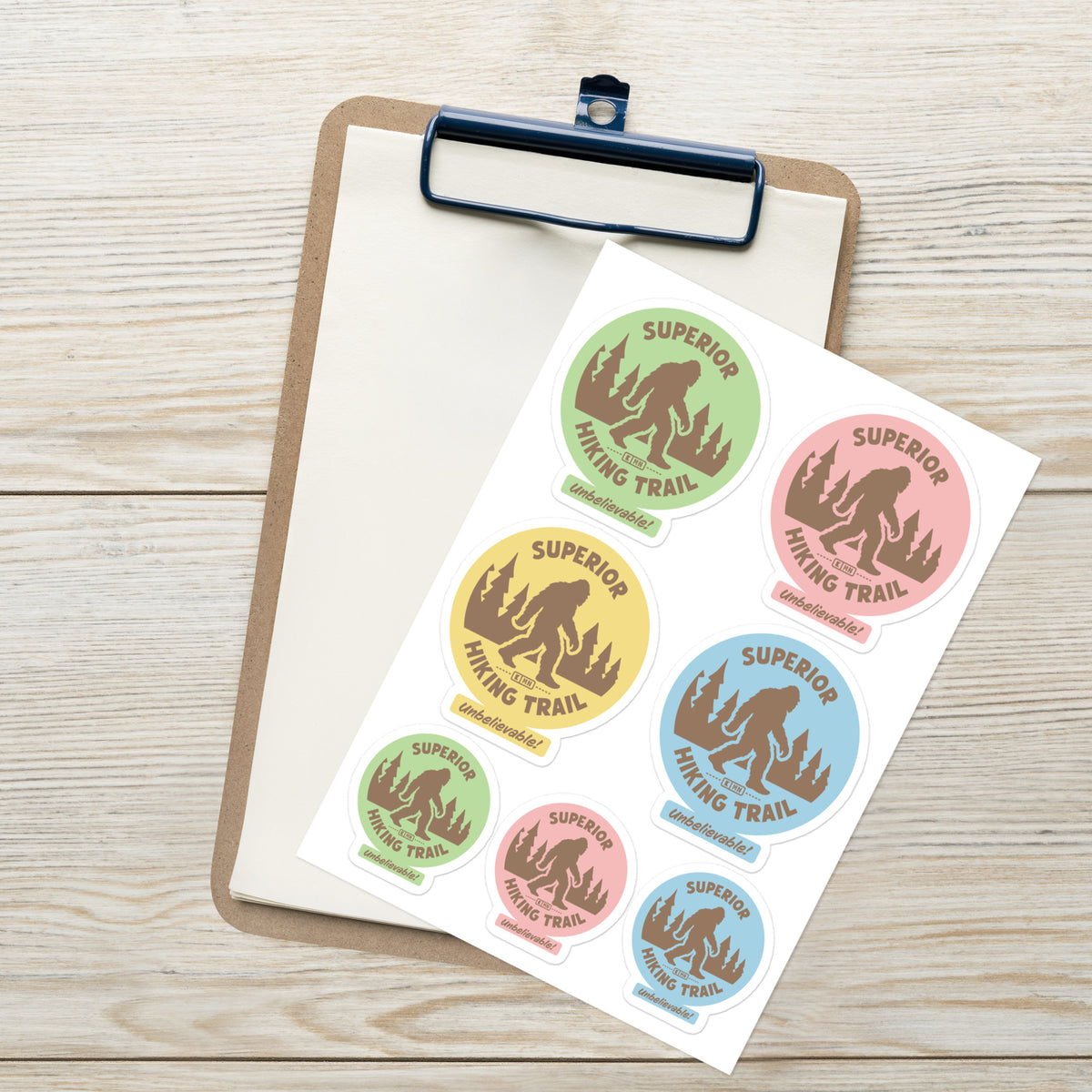 Superior Hiking Trail Bigfoot! Sticker sheet.
